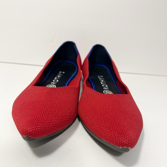 Rothy's Red Pointed Toe Ballet Flats with Blue Trim Size 10.5 - Picture 6 of 12